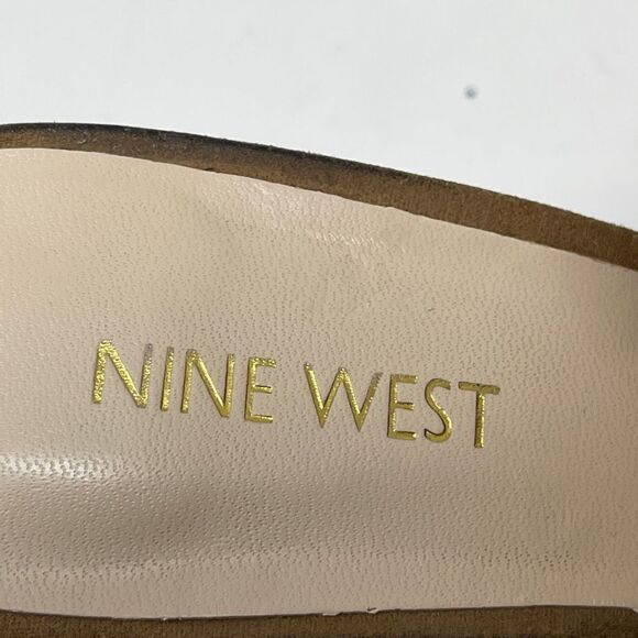 Nine West 7 Eada Peep Toe Heels Buckle Tan Size 8.5 - Picture 8 of 9